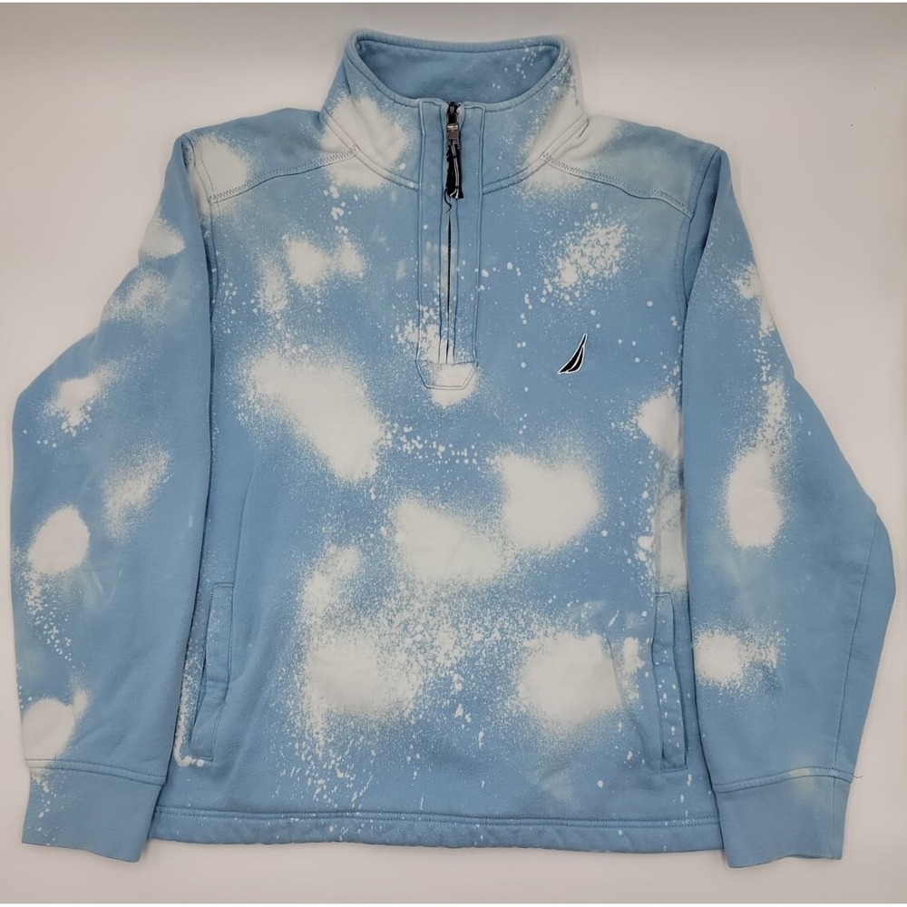 Nautica Long Sleeve 1/4 Zip Pullover Sweater Mens Size Large Bleached Look #C492